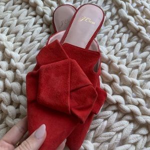 JCrew Red Bow Mules